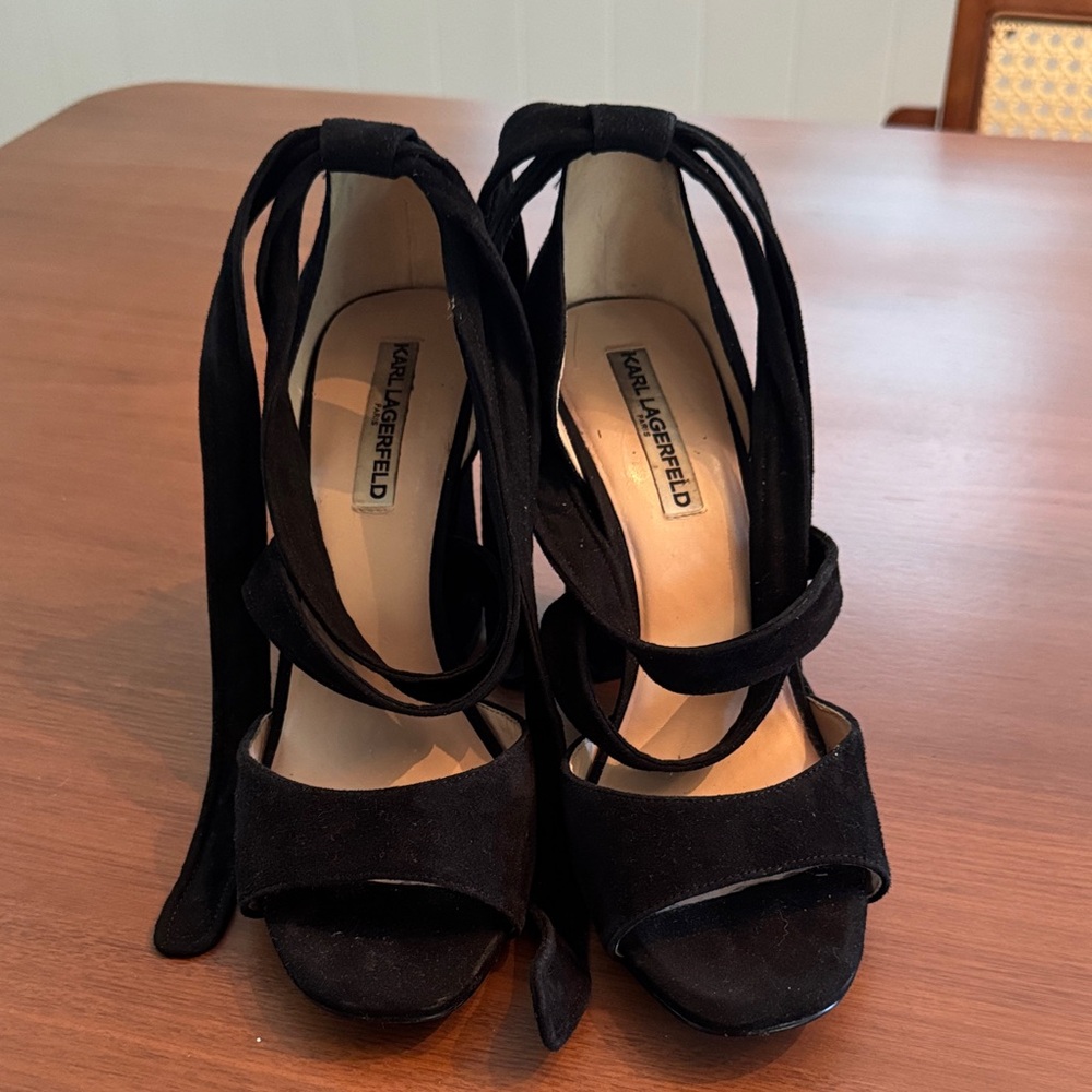 Karl Lagerfeld Black Strappy Heels